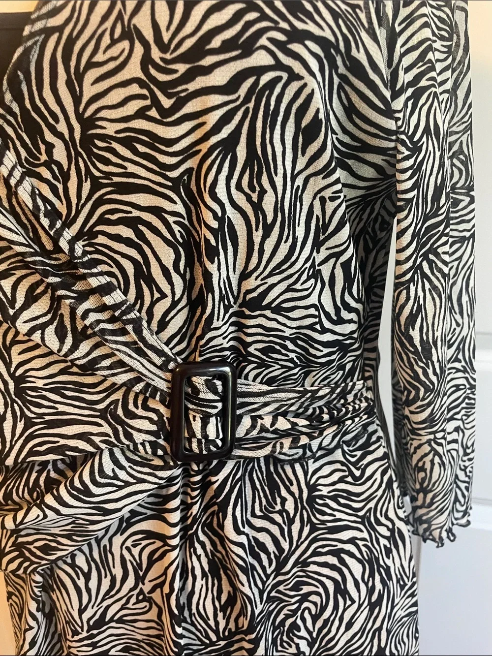 BCBGMaxAzria Zebra-Print Midi Wrap Dress XL